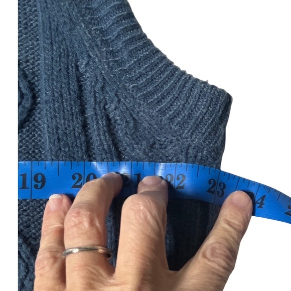 Grandpacore Cable Knit Sweater Vest Blue Button Front Towncraft Acrylic XL - Picture 6 of 9